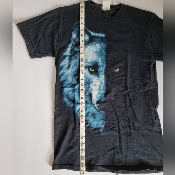 Fruit of the Loom Wolf Graphic Front Mens Black Short Sleeve T-shirt - Picture 3 of 7
